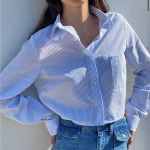 button down cropped oversized shirt